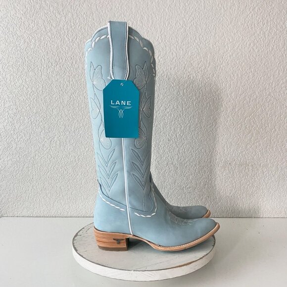 Lane SWEET MEMORIES Knee High Womens Cowboy Boots 7 Light Blue Cowgirl Western - Picture 2 of 11